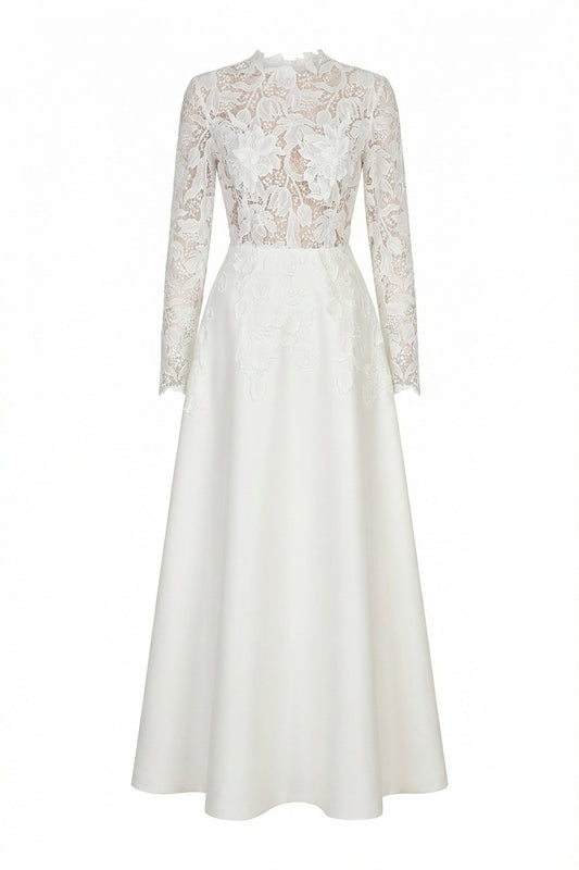 Dia Lace High Neck A-Line Maxi Dress