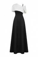 Via Asymmetric Neck Maxi Dress