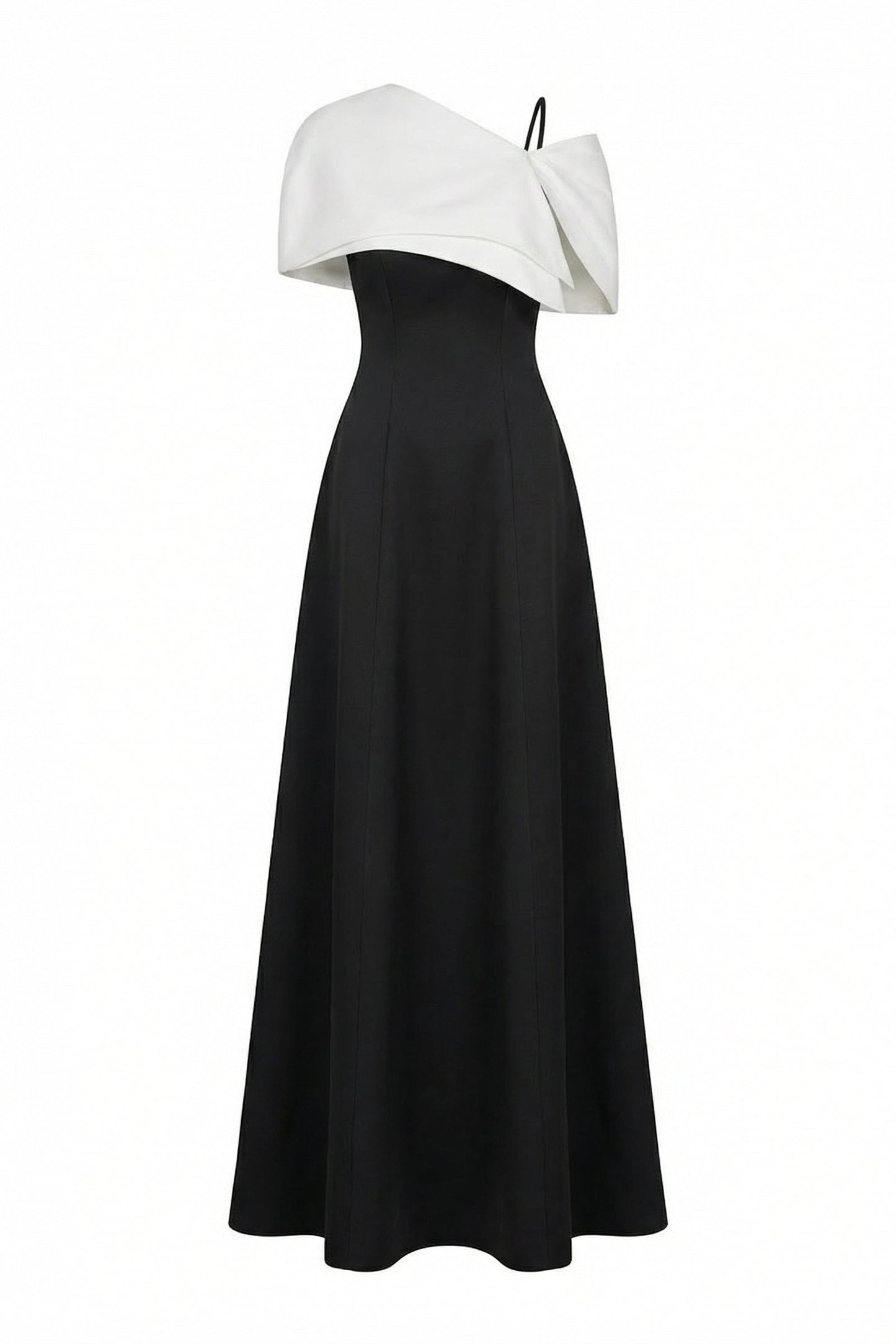 Via Asymmetric Neck Maxi Dress