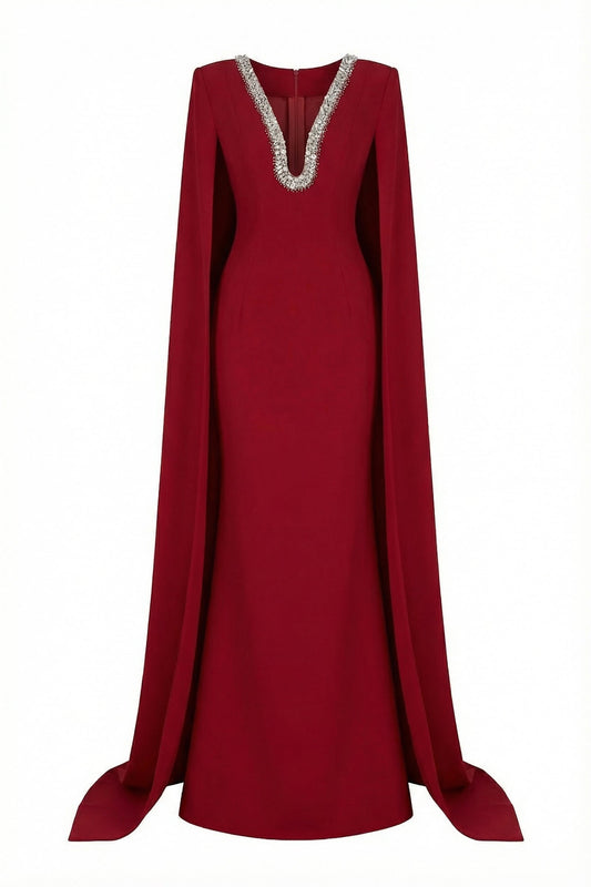 Lea Cape Sleeve Maxi Dress