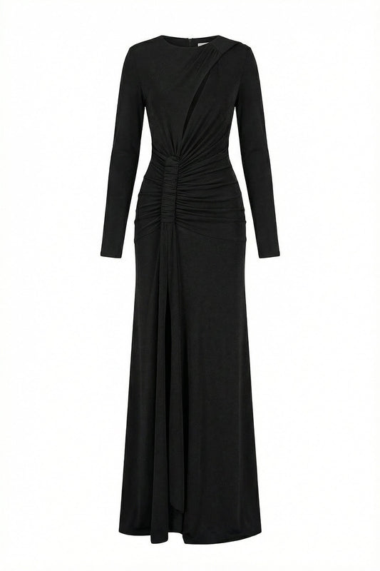 Vee Round Neck Maxi Dress