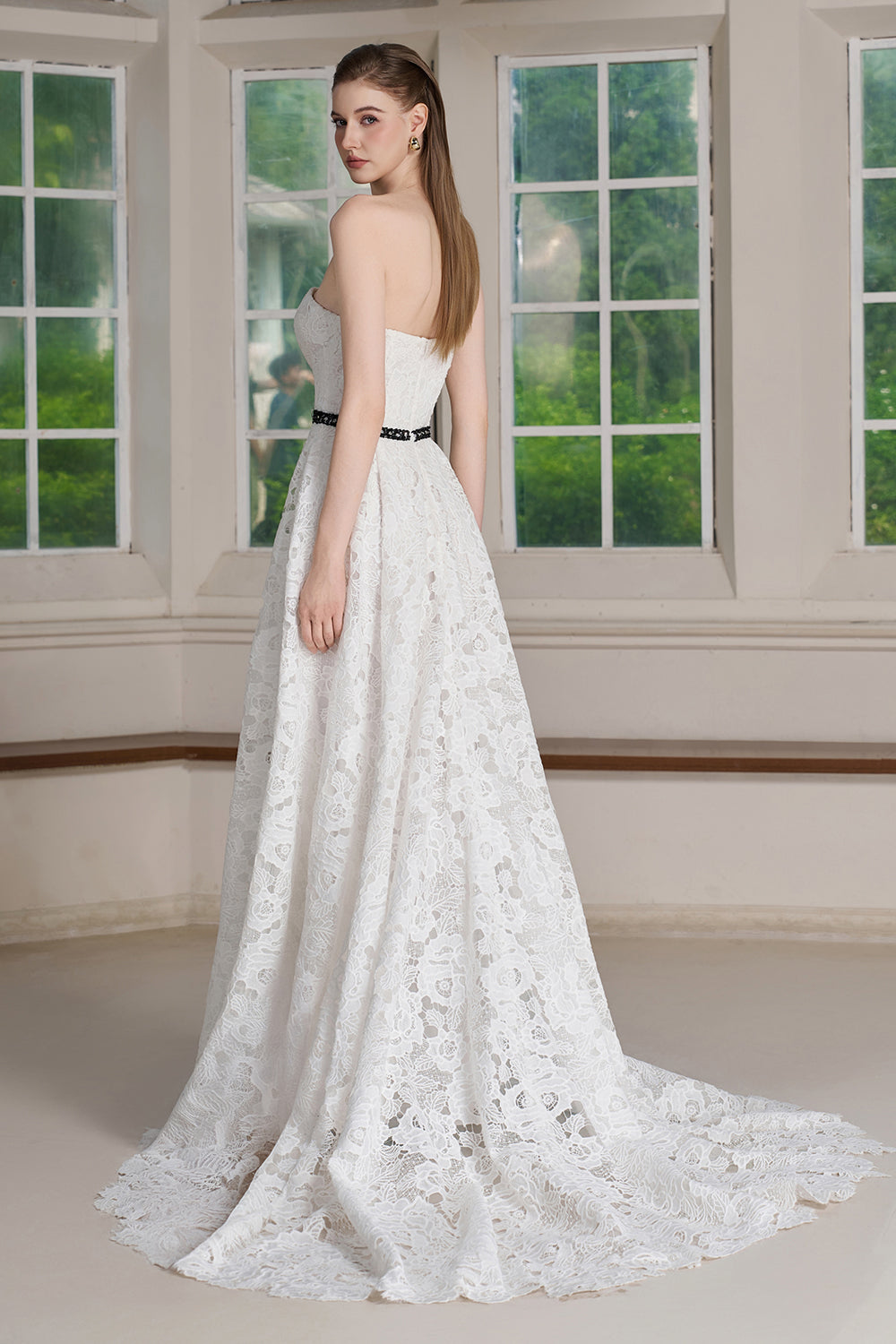 Nyl Lace Straight Across Maxi Dress