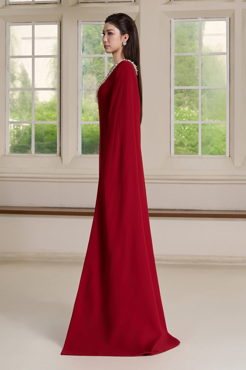 Lea Cape Sleeve Maxi Dress