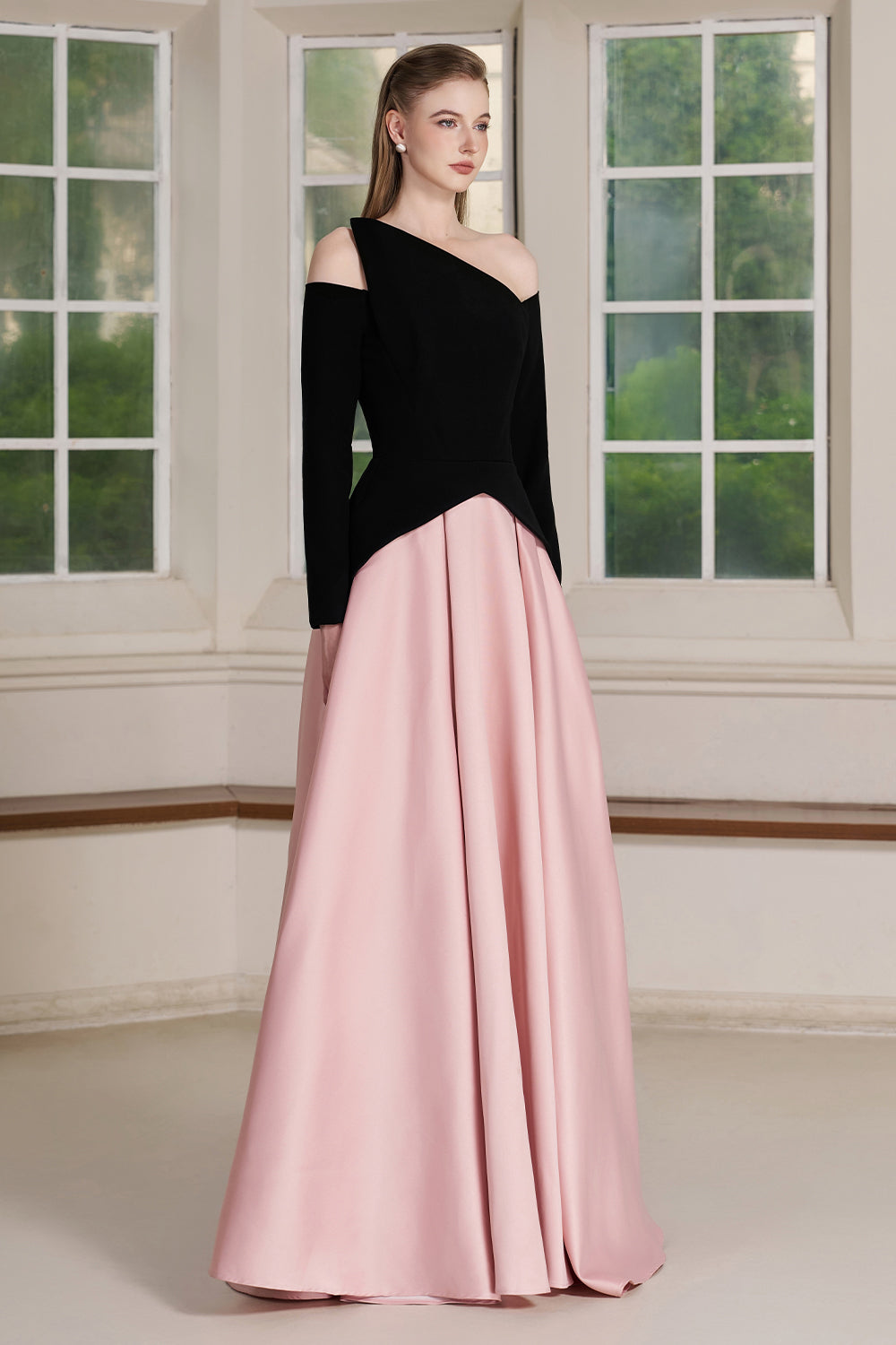 Belle Asymmetric Neck Cold Shoulder Maxi Dress