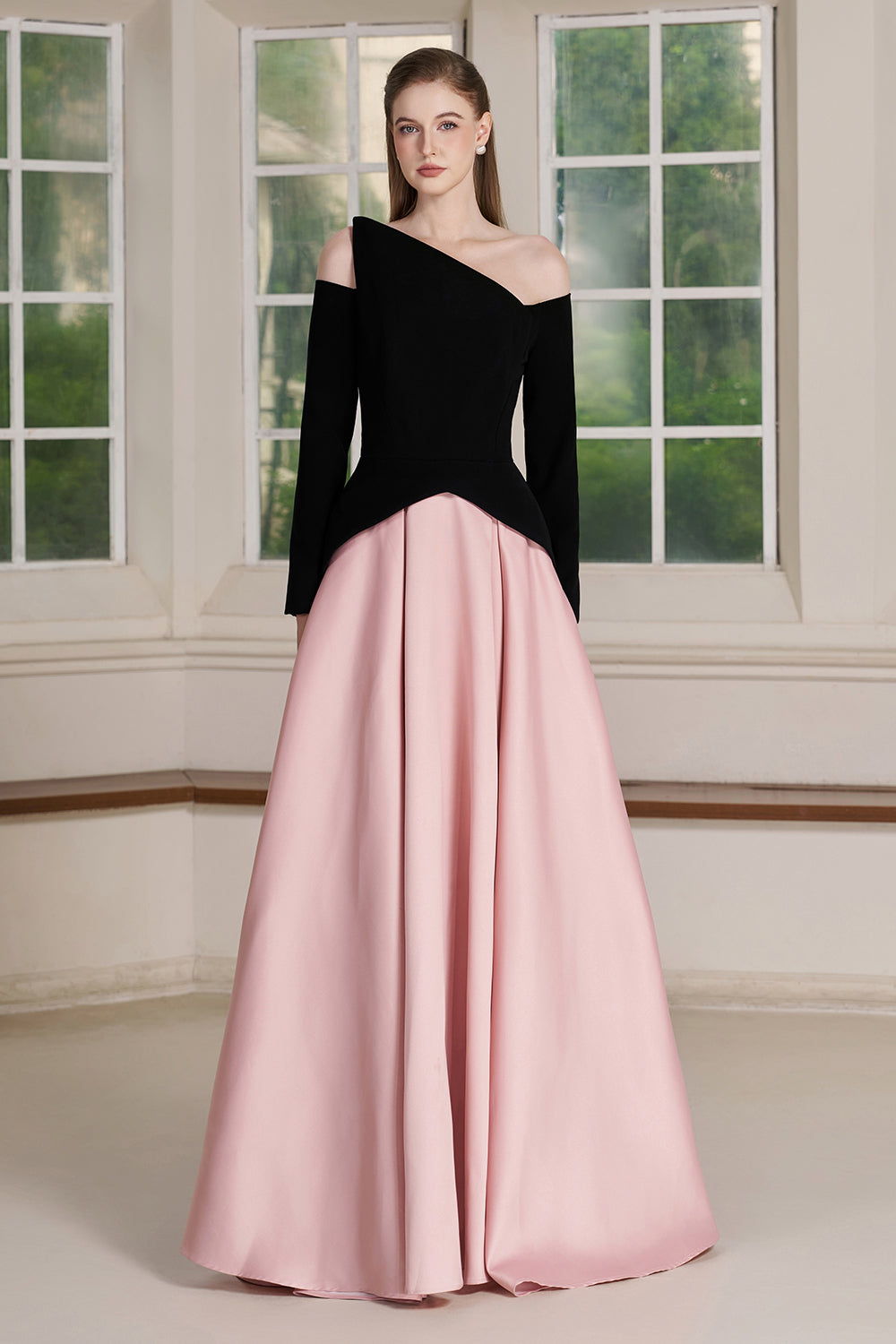 Belle Asymmetric Neck Cold Shoulder Maxi Dress