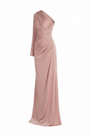 Ely Jersey Asymmetric Sleeve Maxi Dress